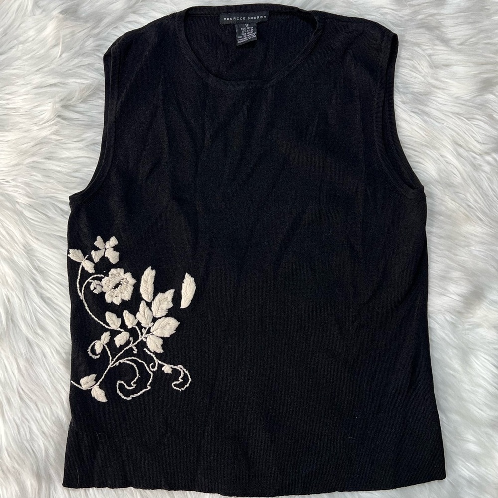 Maurice Sasson‎ Knitted Embroidered Tank